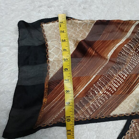 Adrienne Vittadini Brown Silk Oblong Rectangle Scarf - Picture 6 of 8
